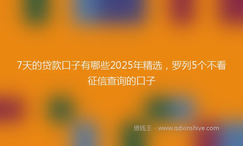 7天的贷款口子有哪些2025年精选，罗列5个不看征信查询的口子