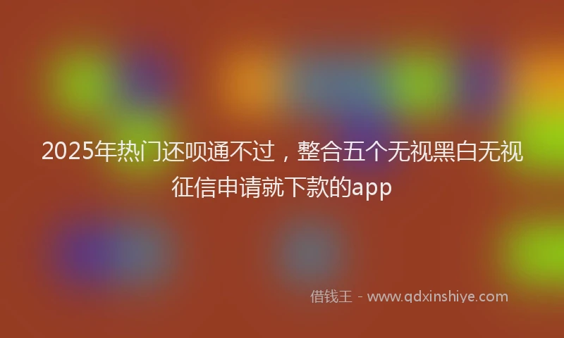 2025年热门还呗通不过，整合五个无视黑白无视征信申请就下款的app