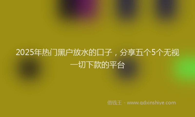 2025年热门黑户放水的口子，分享五个5个无视一切下款的平台