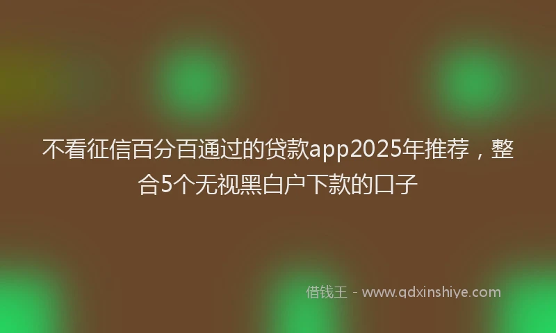 不看征信百分百通过的贷款app2025年推荐，整合5个无视黑白户下款的口子