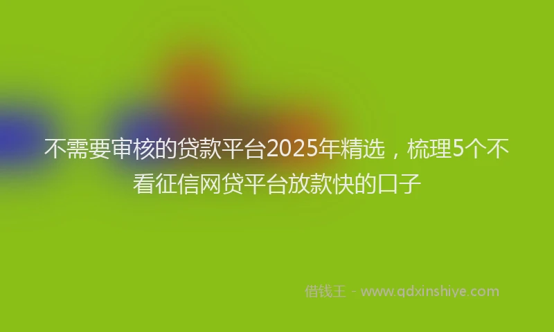 不需要审核的贷款平台2025年精选，梳理5个不看征信网贷平台放款快的口子