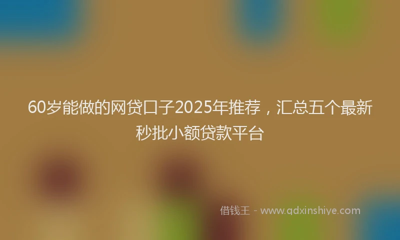 60岁能做的网贷口子2025年推荐，汇总五个最新秒批小额贷款平台