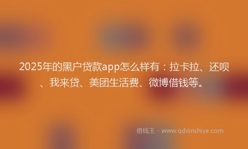 2025年的黑户贷款app怎么样有：拉卡拉、还呗、我来贷、美团生活费、微博借钱等。