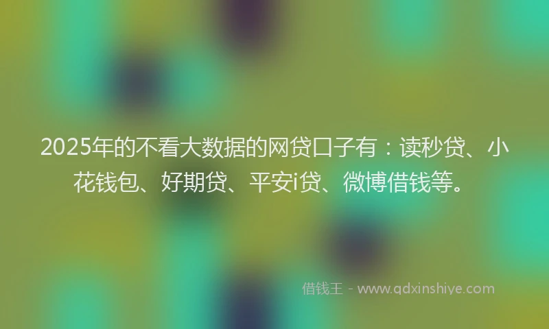 2025年的不看大数据的网贷口子有：读秒贷、小花钱包、好期贷、平安i贷、微博借钱等。