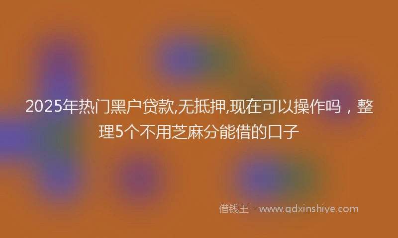 2025年热门黑户贷款,无抵押,现在可以操作吗，整理5个不用芝麻分能借的口子