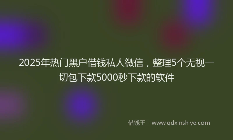 2025年热门黑户借钱私人微信，整理5个无视一切包下款5000秒下款的软件