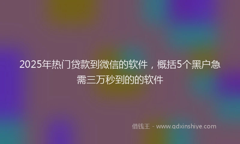 2025年热门贷款到微信的软件，概括5个黑户急需三万秒到的的软件