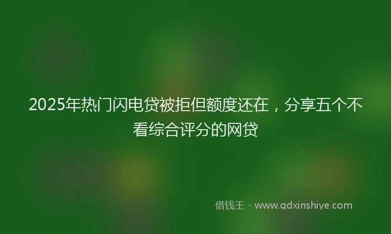 2025年热门闪电贷被拒但额度还在，分享五个不看综合评分的网贷