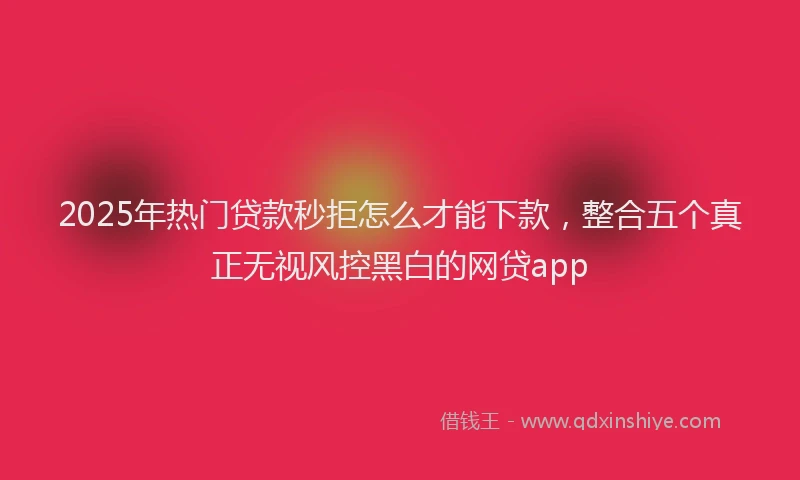 2025年热门贷款秒拒怎么才能下款，整合五个真正无视风控黑白的网贷app