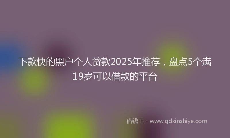 下款快的黑户个人贷款2025年推荐，盘点5个满19岁可以借款的平台