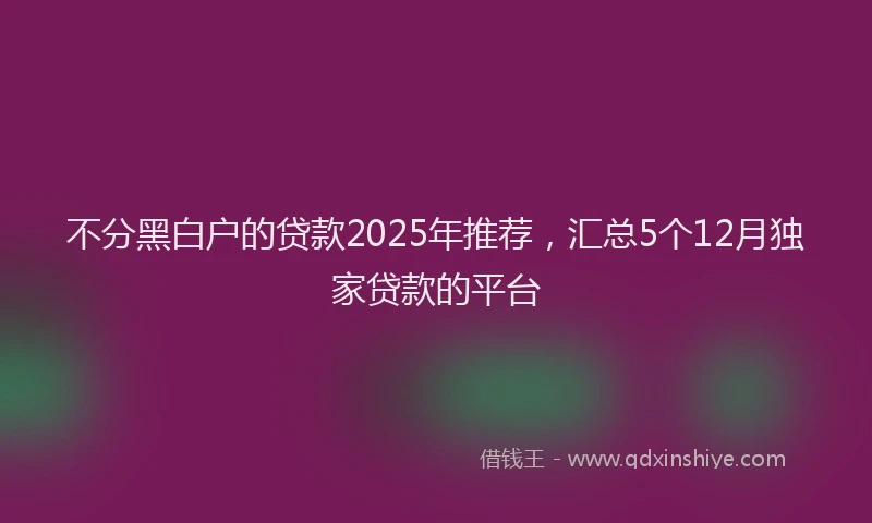 不分黑白户的贷款2025年推荐，汇总5个12月独家贷款的平台