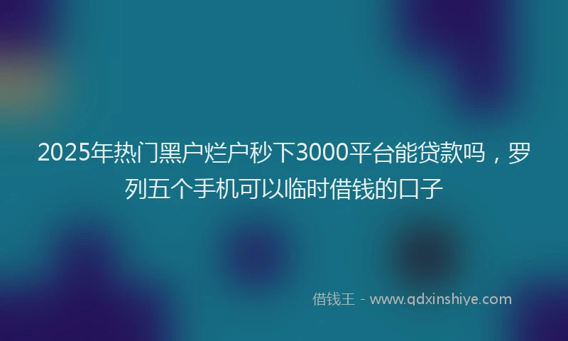 2025年热门黑户烂户秒下3000平台能贷款吗，罗列五个手机可以临时借钱的口子