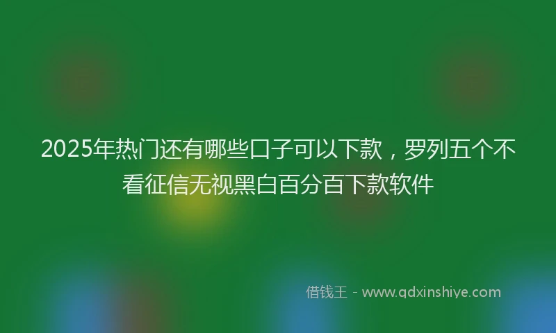 2025年热门还有哪些口子可以下款，罗列五个不看征信无视黑白百分百下款软件