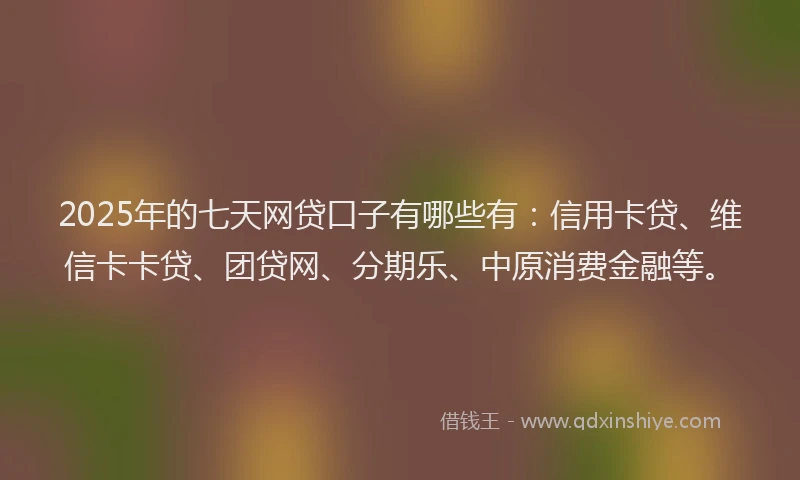 2025年的七天网贷口子有哪些有：信用卡贷、维信卡卡贷、团贷网、分期乐、中原消费金融等。
