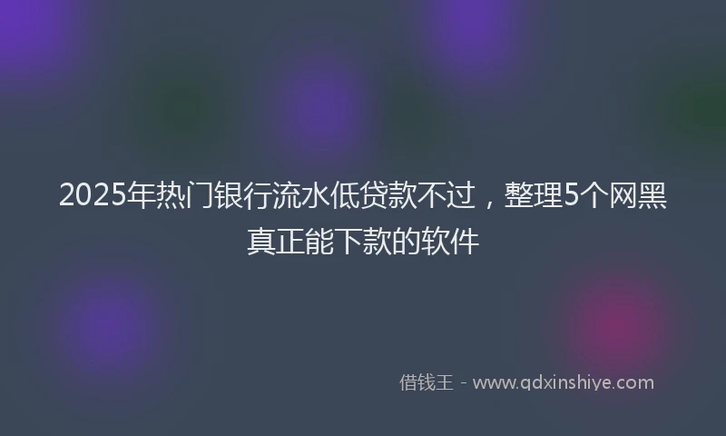 2025年热门银行流水低贷款不过，整理5个网黑真正能下款的软件