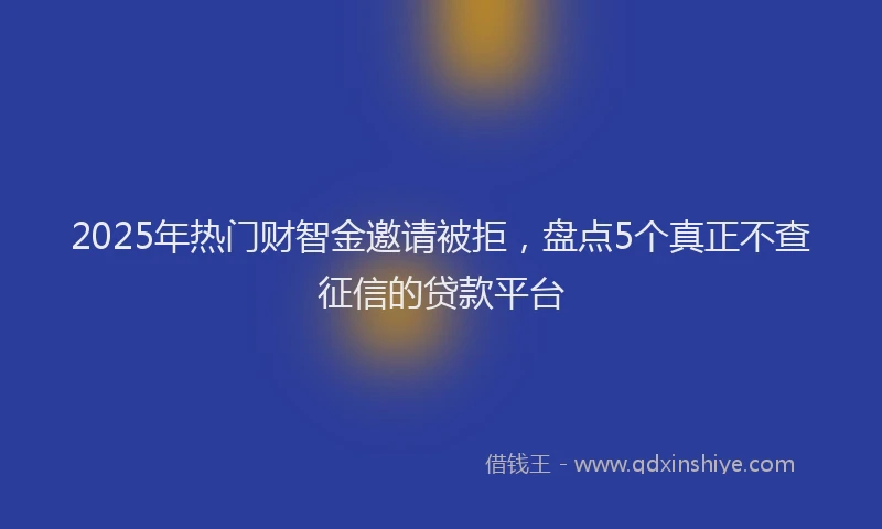 2025年热门财智金邀请被拒，盘点5个真正不查征信的贷款平台