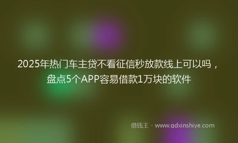2025年热门车主贷不看征信秒放款线上可以吗，盘点5个APP容易借款1万块的软件