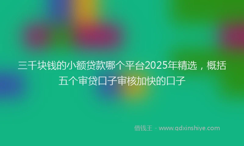 三千块钱的小额贷款哪个平台2025年精选，概括五个审贷口子审核加快的口子