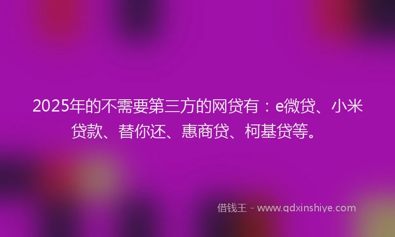 2025年的不需要第三方的网贷有：e微贷、小米贷款、替你还、惠商贷、柯基贷等。