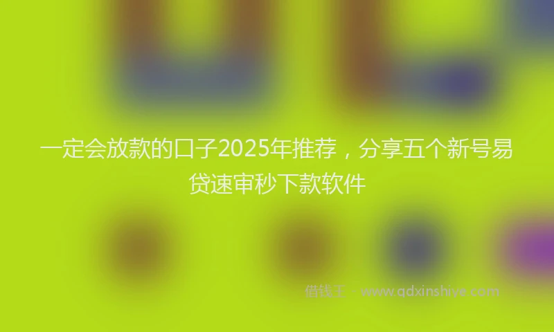 一定会放款的口子2025年推荐，分享五个新号易贷速审秒下款软件