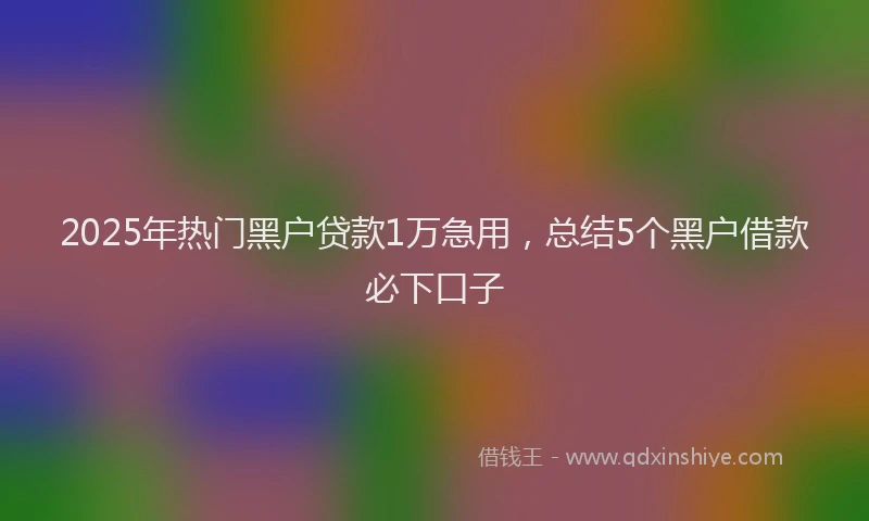 2025年热门黑户贷款1万急用，总结5个黑户借款必下口子