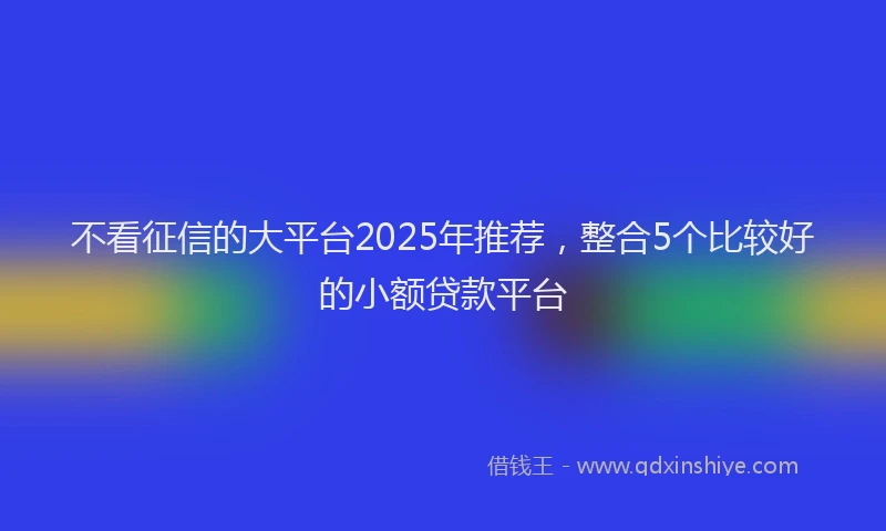 不看征信的大平台2025年推荐，整合5个比较好的小额贷款平台