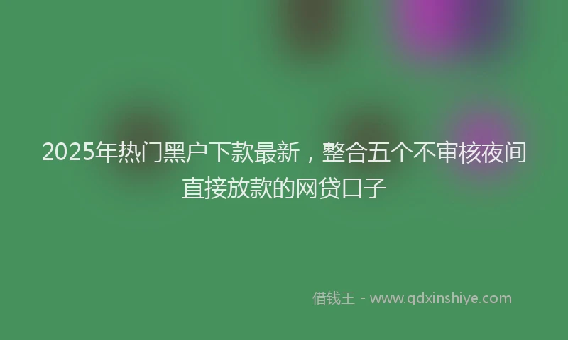 2025年热门黑户下款最新，整合五个不审核夜间直接放款的网贷口子