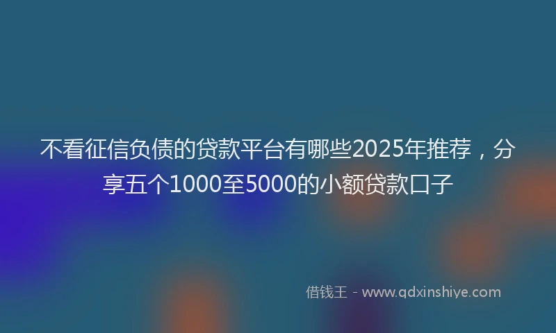 不看征信负债的贷款平台有哪些2025年推荐，分享五个1000至5000的小额贷款口子