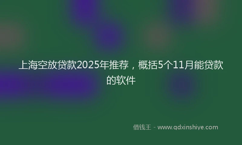 上海空放贷款2025年推荐，概括5个11月能贷款的软件