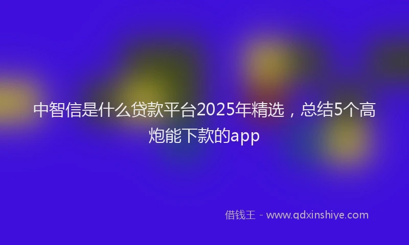 中智信是什么贷款平台2025年精选，总结5个高炮能下款的app