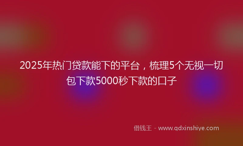 2025年热门贷款能下的平台，梳理5个无视一切包下款5000秒下款的口子