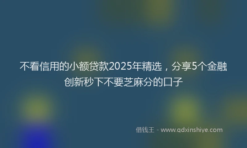 不看信用的小额贷款2025年精选，分享5个金融创新秒下不要芝麻分的口子