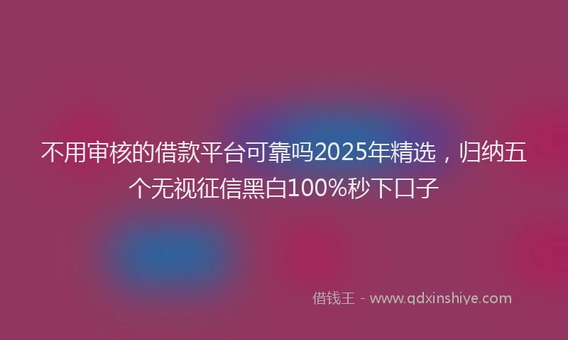 不用审核的借款平台可靠吗2025年精选，归纳五个无视征信黑白100%秒下口子