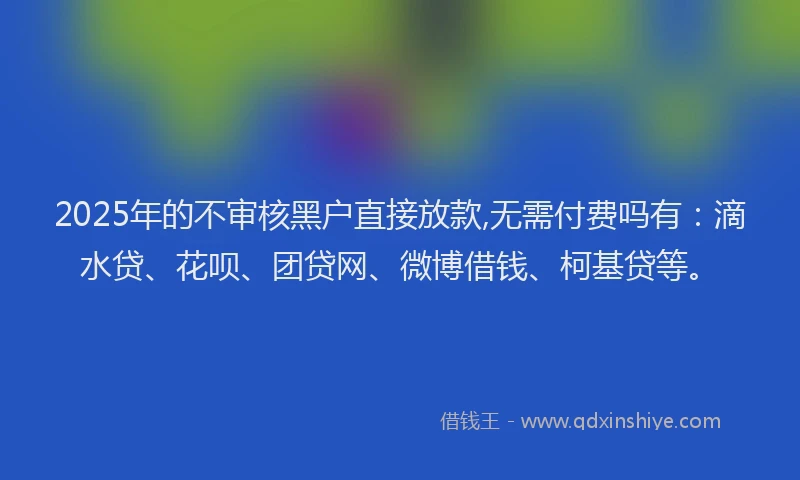 2025年的不审核黑户直接放款,无需付费吗有：滴水贷、花呗、团贷网、微博借钱、柯基贷等。