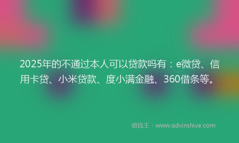 2025年的不通过本人可以贷款吗有：e微贷、信用卡贷、小米贷款、度小满金融、360借条等。