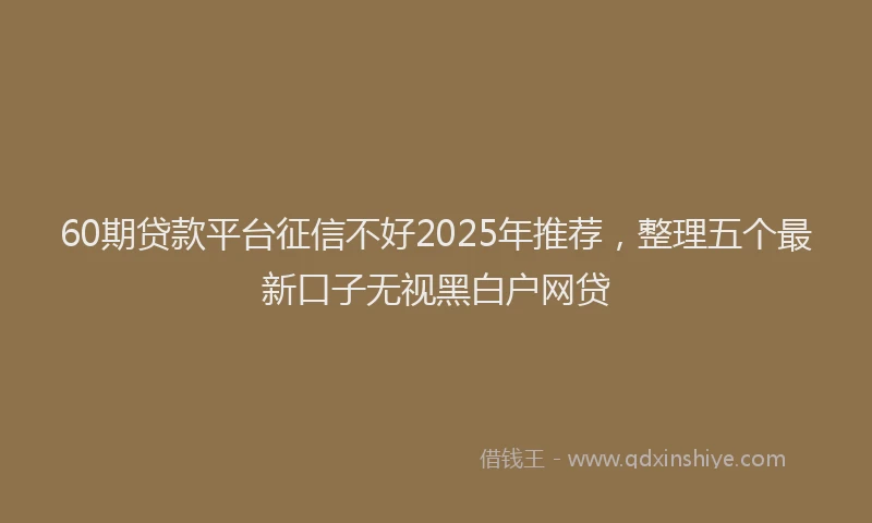 60期贷款平台征信不好2025年推荐，整理五个最新口子无视黑白户网贷
