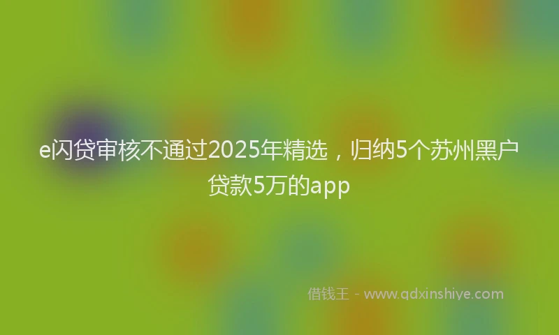 e闪贷审核不通过2025年精选，归纳5个苏州黑户贷款5万的app