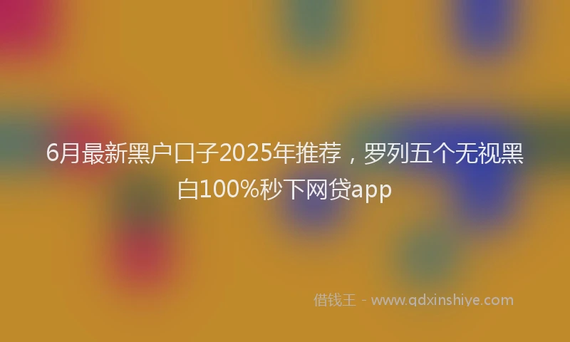 6月最新黑户口子2025年推荐，罗列五个无视黑白100%秒下网贷app