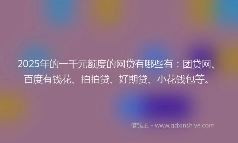 2025年的一千元额度的网贷有哪些有：团贷网、百度有钱花、拍拍贷、好期贷、小花钱包等。