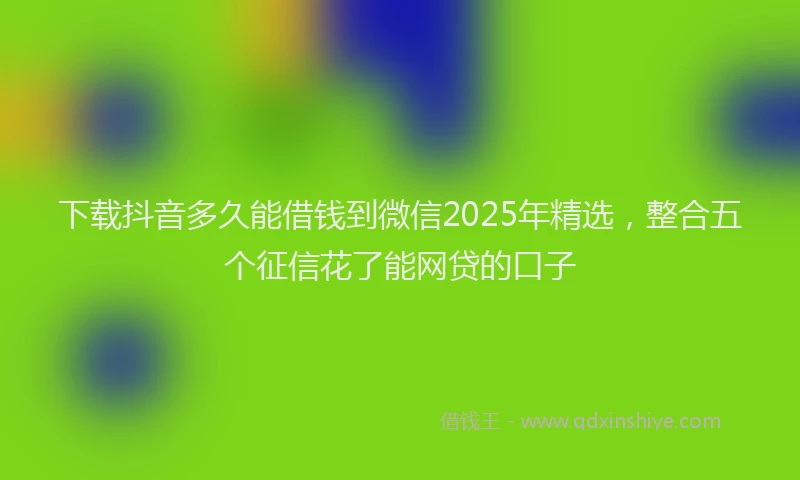 下载抖音多久能借钱到微信2025年精选，整合五个征信花了能网贷的口子