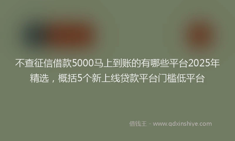 不查征信借款5000马上到账的有哪些平台2025年精选，概括5个新上线贷款平台门槛低平台