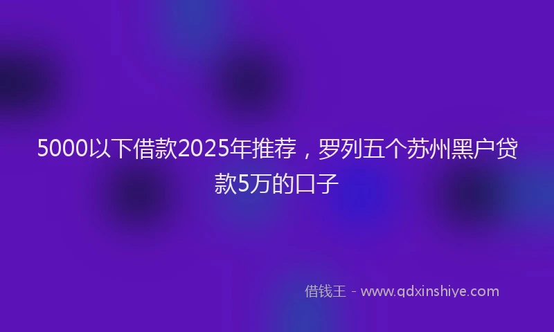 5000以下借款2025年推荐，罗列五个苏州黑户贷款5万的口子