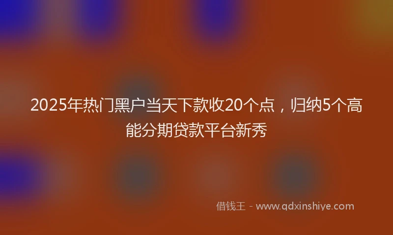 2025年热门黑户当天下款收20个点，归纳5个高能分期贷款平台新秀