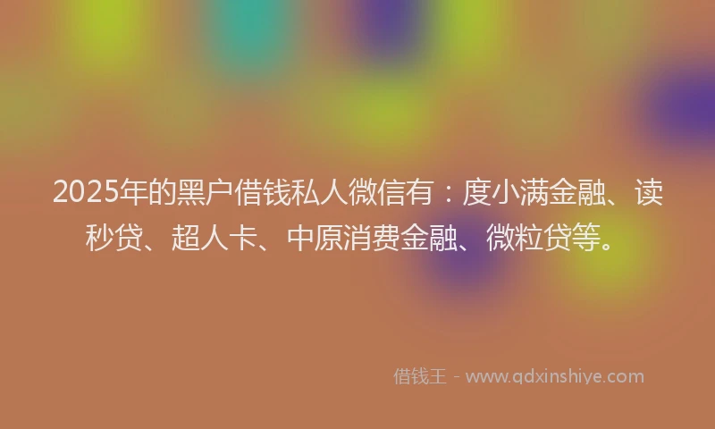 2025年的黑户借钱私人微信有：度小满金融、读秒贷、超人卡、中原消费金融、微粒贷等。