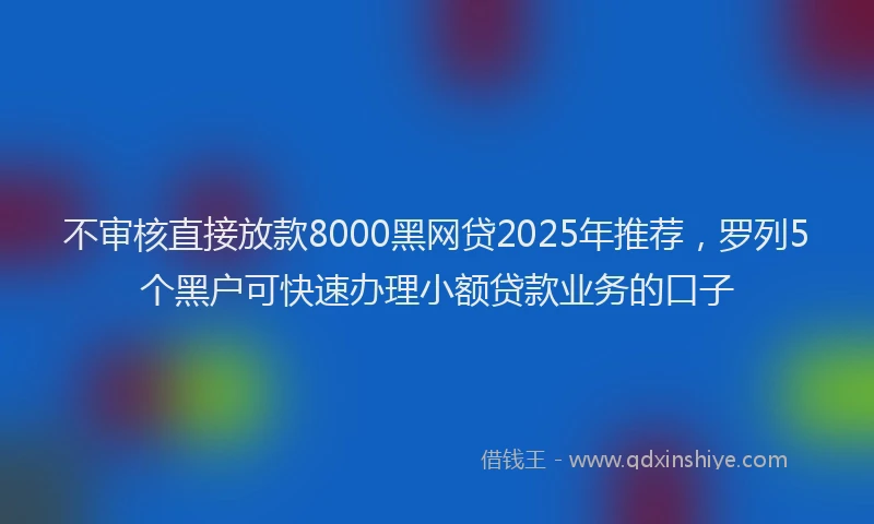 不审核直接放款8000黑网贷2025年推荐，罗列5个黑户可快速办理小额贷款业务的口子