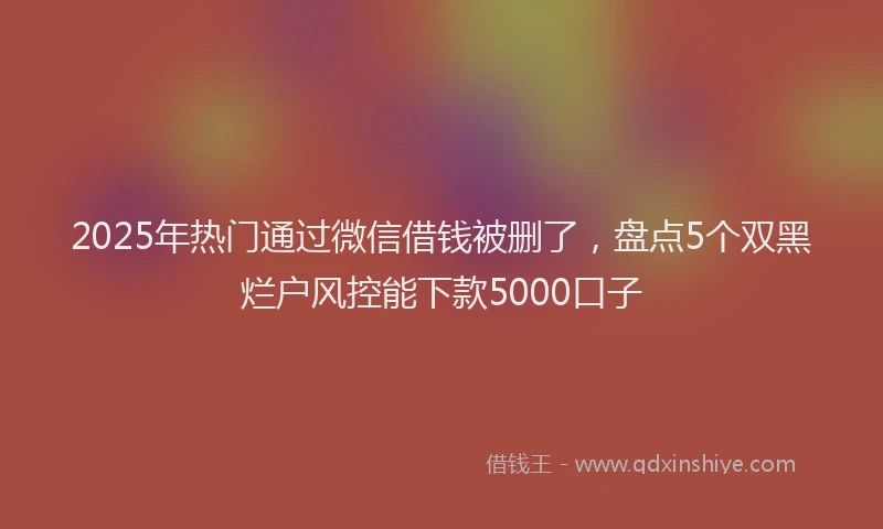 2025年热门通过微信借钱被删了，盘点5个双黑烂户风控能下款5000口子