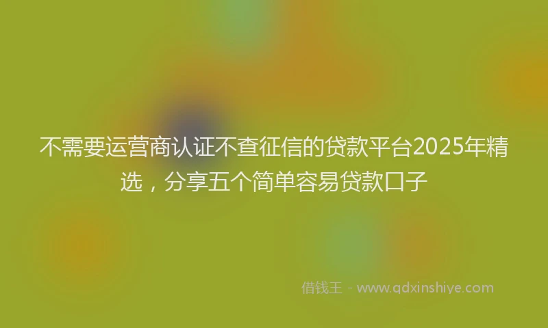 不需要运营商认证不查征信的贷款平台2025年精选，分享五个简单容易贷款口子
