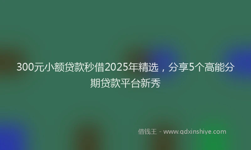 300元小额贷款秒借2025年精选，分享5个高能分期贷款平台新秀
