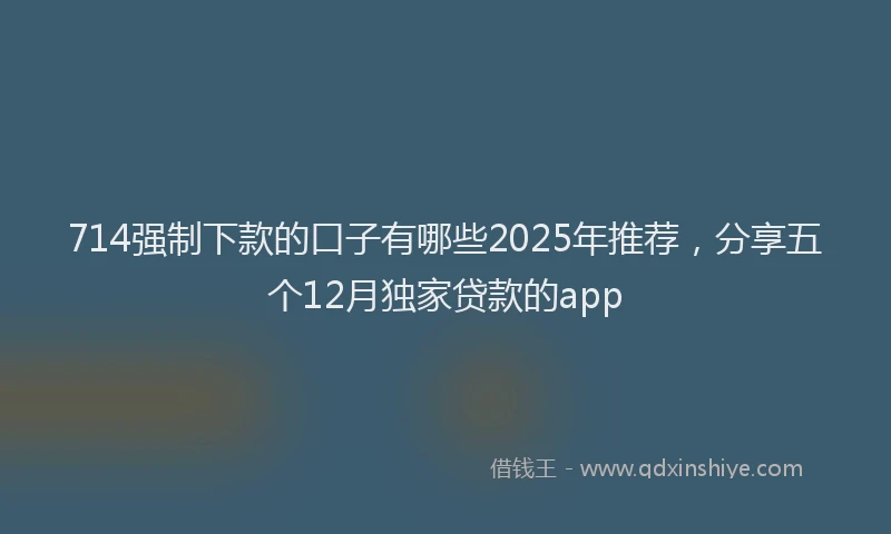 714强制下款的口子有哪些2025年推荐，分享五个12月独家贷款的app