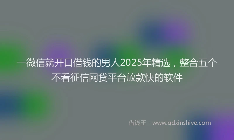 一微信就开口借钱的男人2025年精选，整合五个不看征信网贷平台放款快的软件